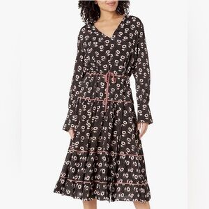 Paige Floral Black and Pink Midi Dress